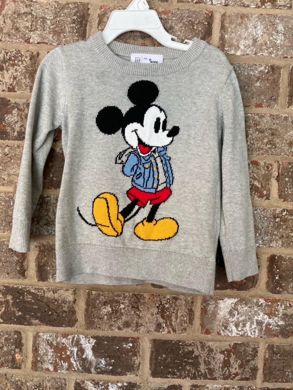 GAP Disney Gray Long Sleeve Mickey Mouse Graphic‎ Crew Neck Sweatshirt  3 Years